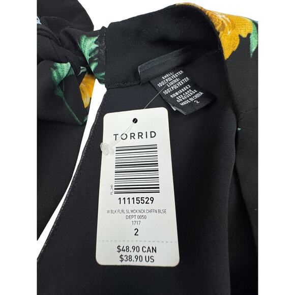 Torrid Sleeveless Floral Chiffon Feminine Tie Neck Cutout Top Women's Size 2/2X - Picture 5 of 6